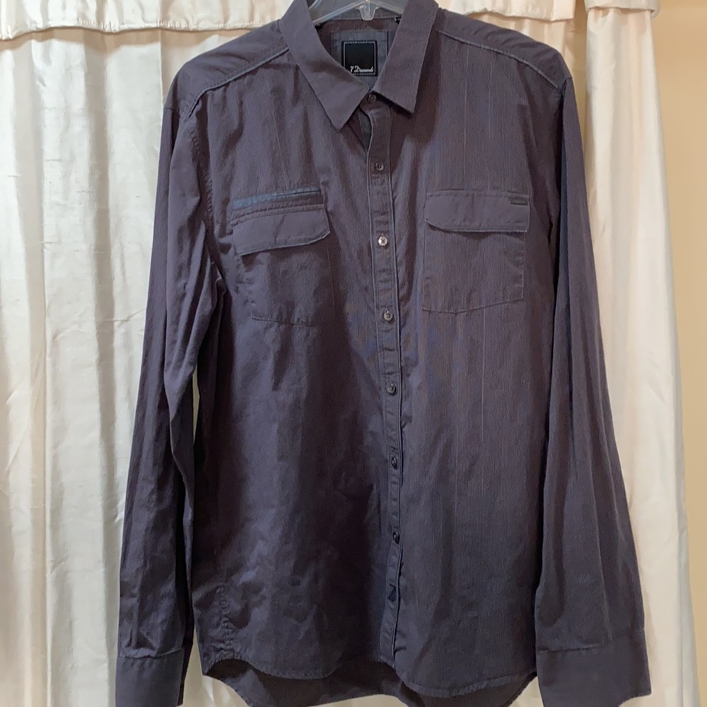 7 Diamonds charcoal grey button down dress shirt